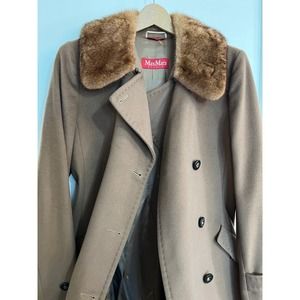 LUX Icon MAXMARA 100% Virgin Wool Double Breasted Coat in Dark Camel - US 10